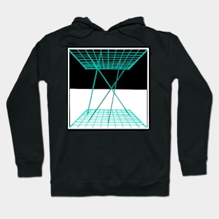 Inverted Blue Laser Grid Geometric Abstract Acrylic Painting Hoodie